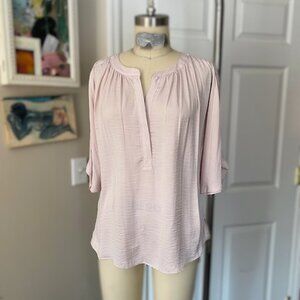 Jennifer Lopez Pale Pink Draped Flutter Sleeves Slouch tunic T-Shirt *X-SMALL*